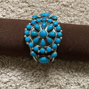Turquoise bezel set Sterling silver bracelet